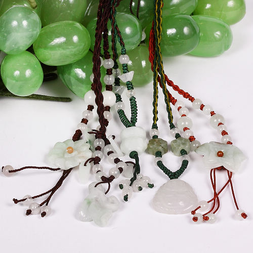 Halskette Jade, Buddha L, Handarbeit, Makramee, Glücksbringer